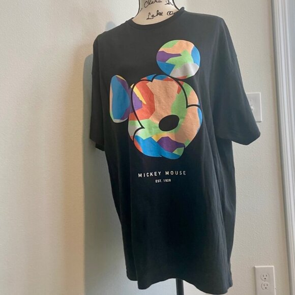 NEFF DISNEY BLACK T-SHIRT COLORFUL MICKEY MOUSE HEAD SIZE XXL KAWAII EMO - Picture 15 of 16